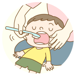 子どもの歯磨きをしているイラスト