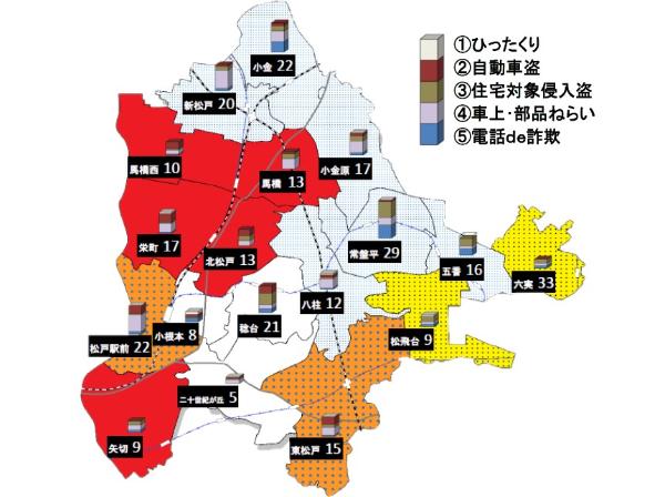 令和2年1月から令和2年6月までの松戸市犯罪発生マップ