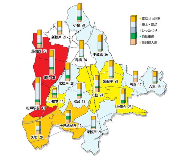 令和5年1月から令和5年12月までの松戸市犯罪発生マップ