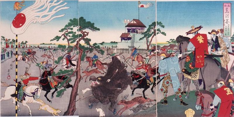 温故東の花　将軍家於小金原御猪狩之図の画像