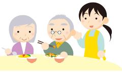 食事をとる高齢者のイラスト