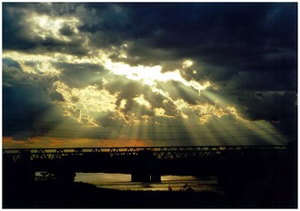 葛飾橋の夕景の写真