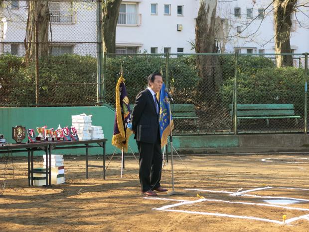 平成30年度小金原軟式野球大会開会式市長挨拶の様子